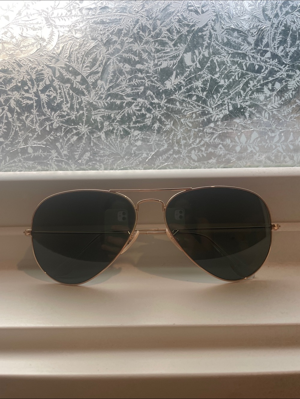 Ray-Ban Gold Frame Sunglasses with Black Lenses